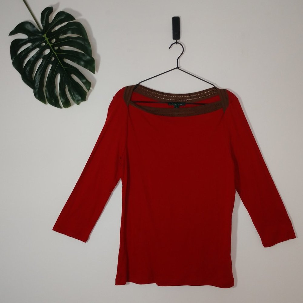 NWT Lauren Ralph Lauren Red Long Sleeve Shirt L